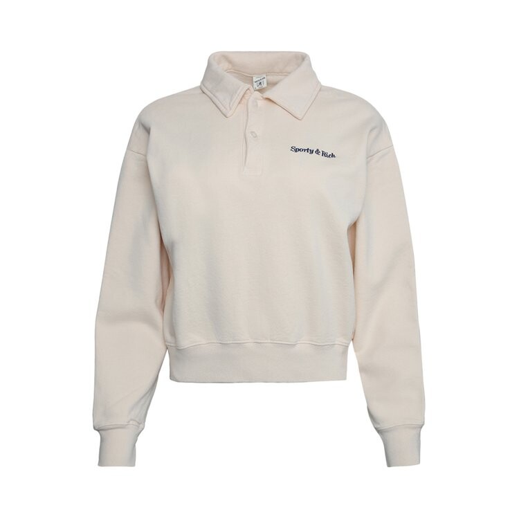 

Поло Sporty & Rich Classic Logo Embroidered Polo 'Cream', белый
