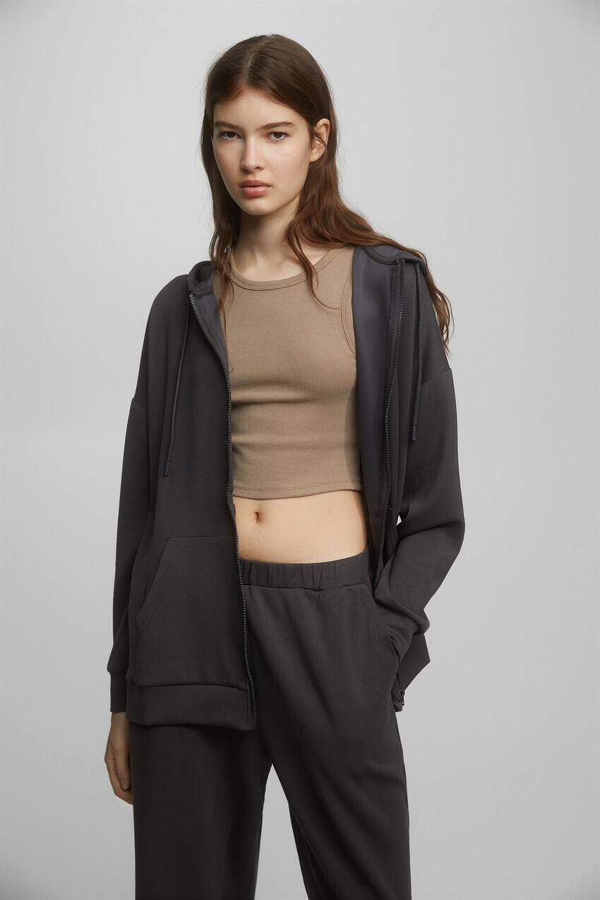 

Толстовка на молнии Pull&Bear, антрацитовый серый