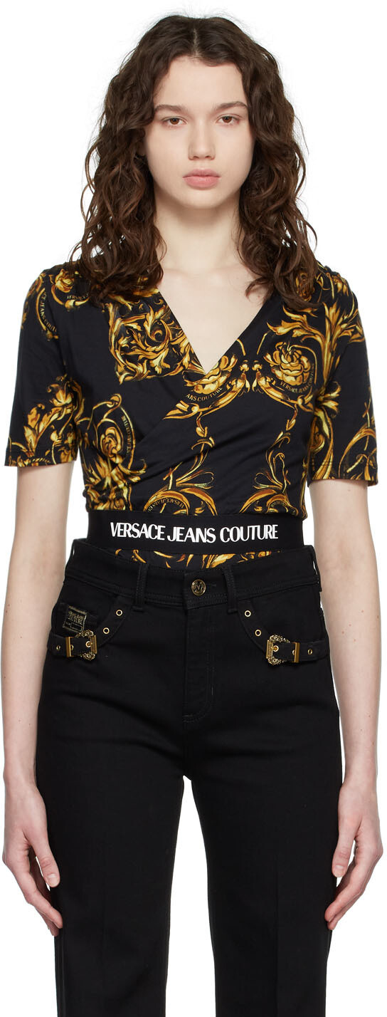 

Черное боди с запахом и гирляндой Versace Jeans Couture