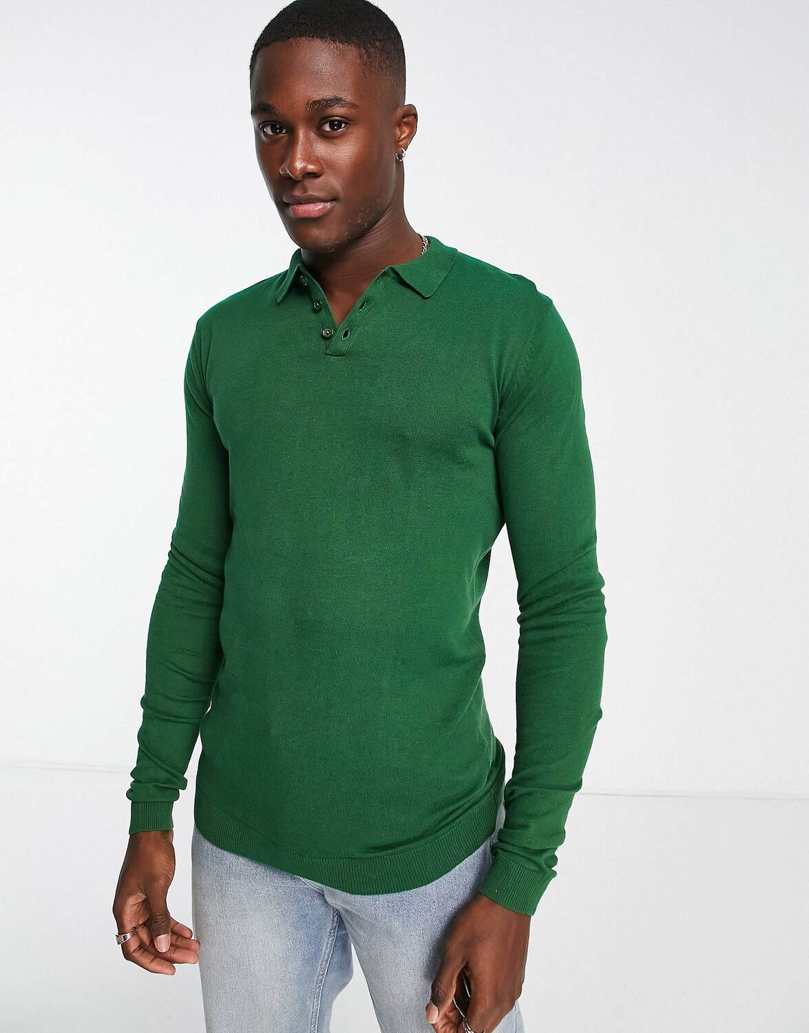 

Зеленая хлопковая трикотажная поло ASOS DESIGN