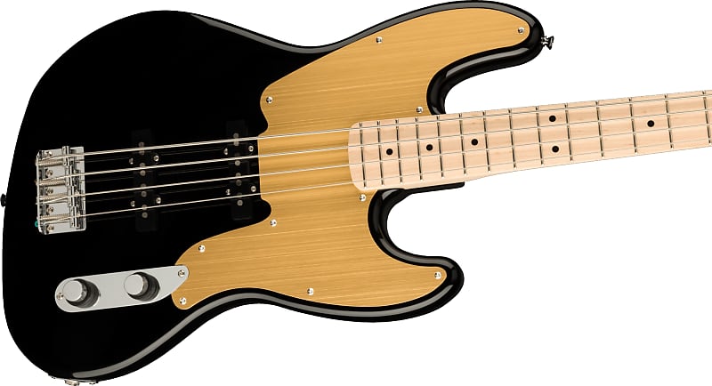 Squier Paranormal Jazz Bass '54, кленовый гриф, золотая анодированная накладка, черный Paranormal Jazz Bass '54, Maple Fingerboard, Gold Anodized Pickguard, Black