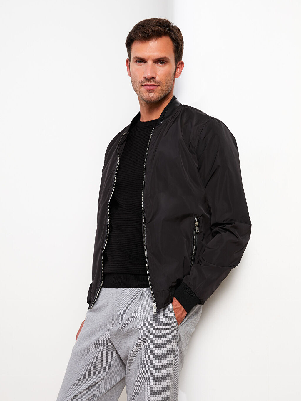 

Мужское пальто Slim Fit с воротником-стойкой LCW Vision, Черный