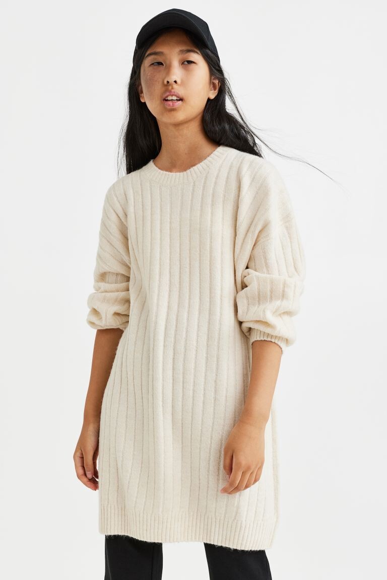 

Вязаное платье H&M, кремовый