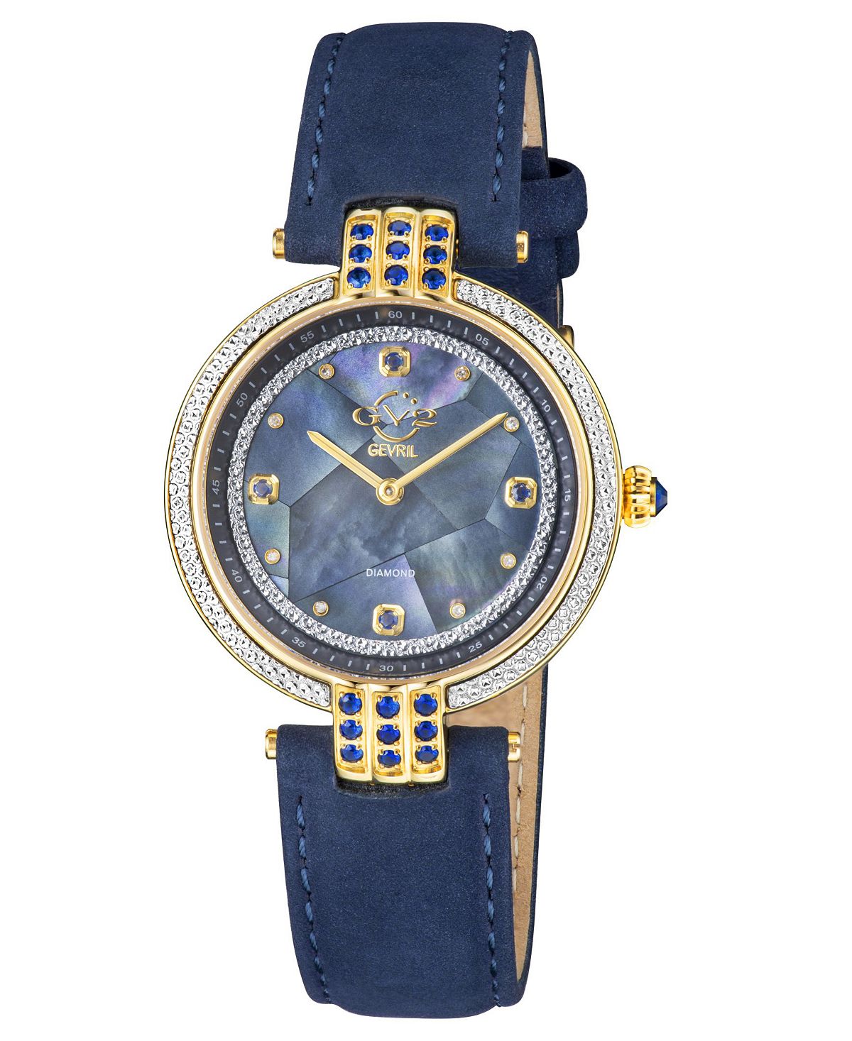 Женские часы Matera со швейцарским кварцевым синим итальянским замшевым ремешком, 35 ​​мм Gevril, синий