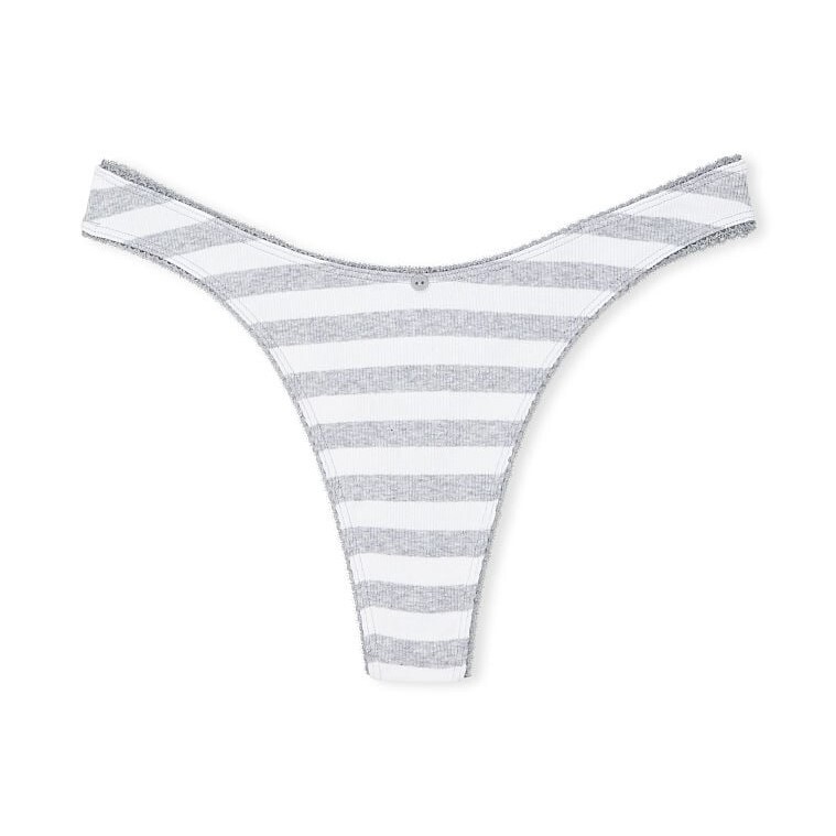 

Трусики-стринги Victoria's Secret Ribbed Cotton High-Leg, серый