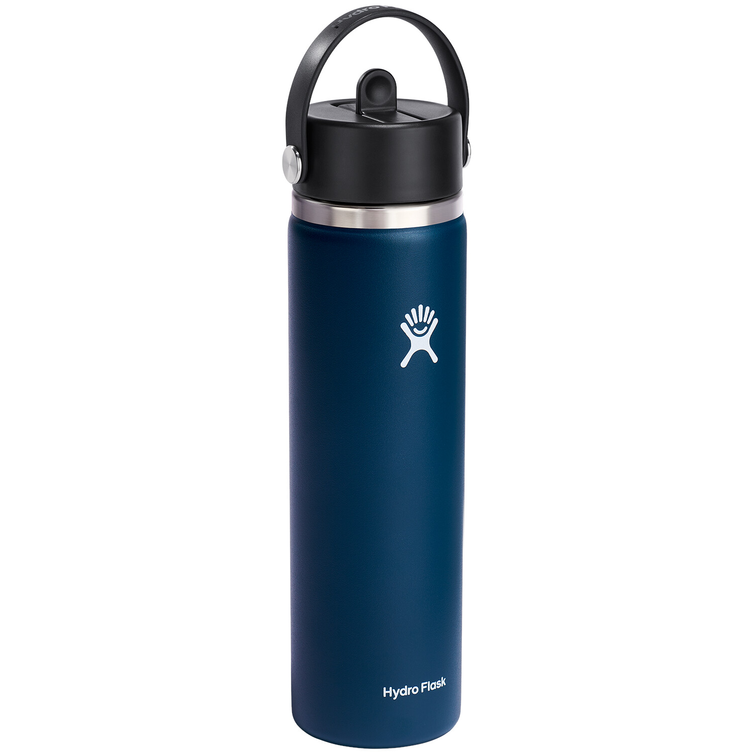 

Hydro Flask Бутылка для воды с широкой горловиной и гибкой соломенной крышкой на 24 унции, indigo