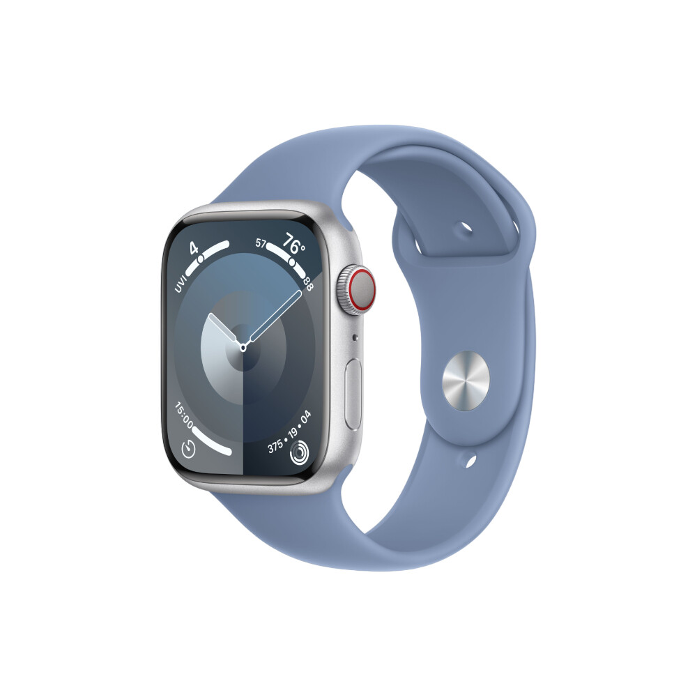 

Умные часы Apple Watch Series 9 (GPS+Cellular), 45мм, Silver Aluminum Case/Winter Blue Sport Band - S/M, Серебристый