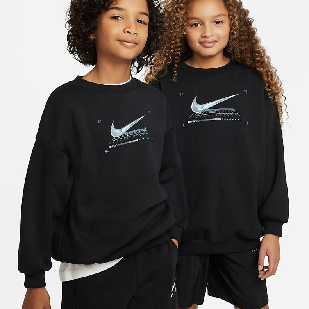 

Свитшот Nike Sportswear Icon Fleece Big Kids' Oversized, черный/белый
