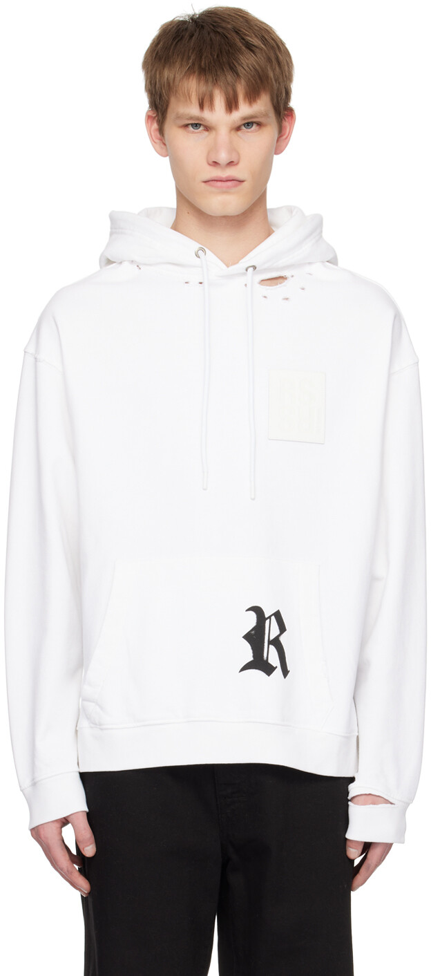 

Белая толстовка с капюшоном «Разрушенный» Raf Simons