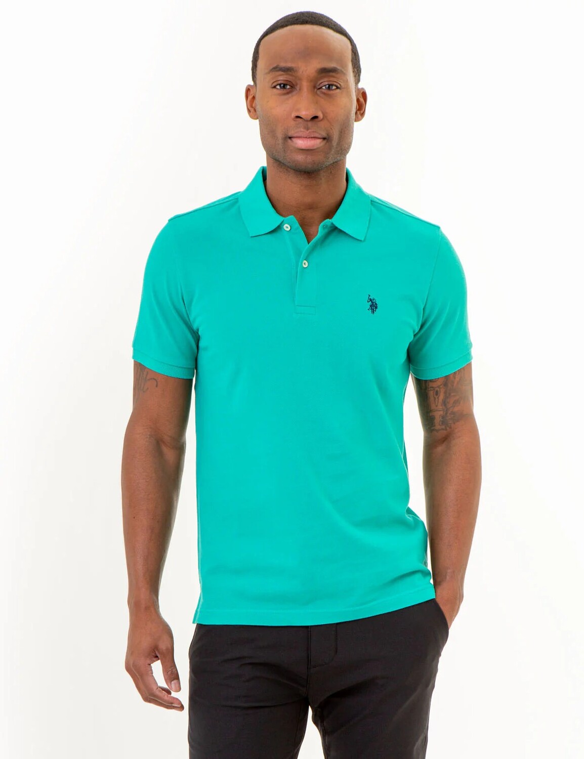 

Футболка поло U.S. Polo Assn. Slim Fit Solid Pique, бирюзовый