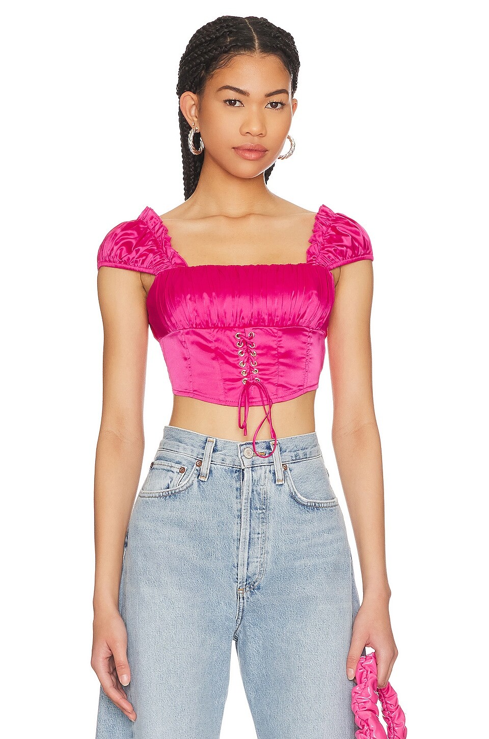 Топ MORE TO COME Juliana Crop, цвет Hot Pink топ more to come wyatt button down цвет hot pink