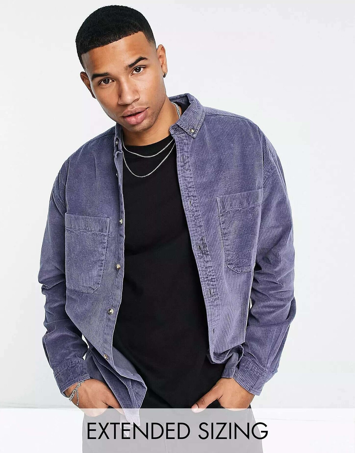 

Синяя винтажная вельветовая рубашка оверсайз в стиле 90-х годов ASOS