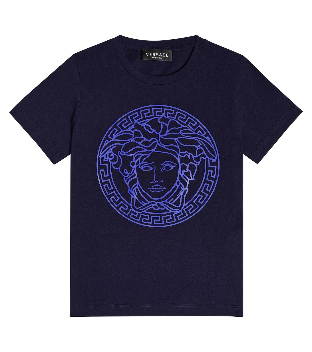 

Футболка из хлопкового джерси с декором Medusa Versace, синий