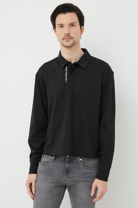 

Хлопковый топ с длинными рукавами Calvin Klein Jeans, черный