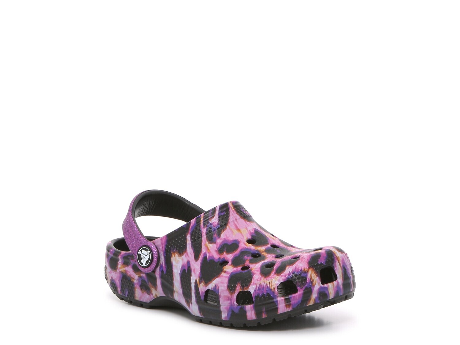 

Сабо Crocs детские с леопардовым принтом, фиолетовый-черный