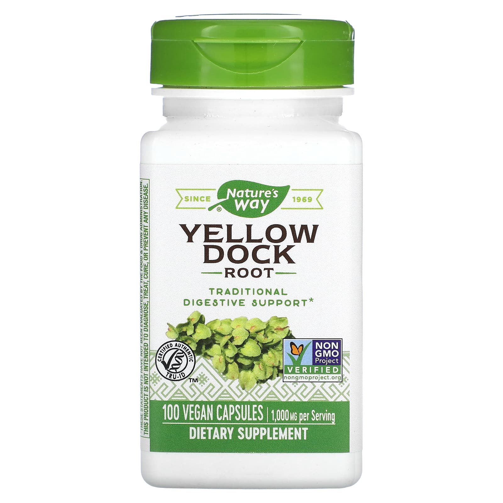 Nature's Way Yellow Dock Root 500 mg 100 Vegetarian Capsules