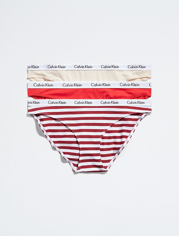 

Комплект из 3 хлопковых бикини с логотипом Carousel Calvin Klein, красный