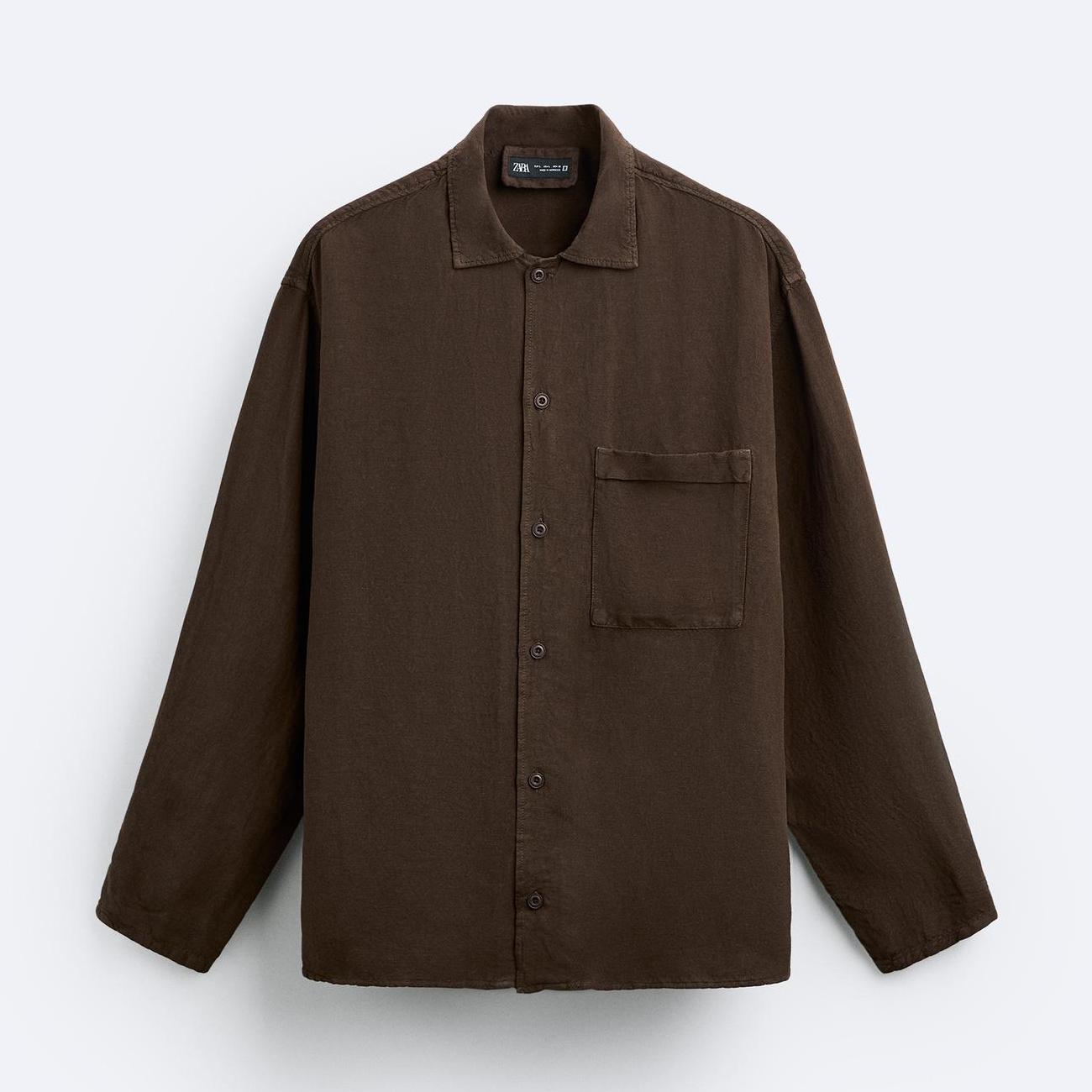 Рубашка Zara Viscose/linen Blend, коричневый рубашка zara linen blend with vents серый