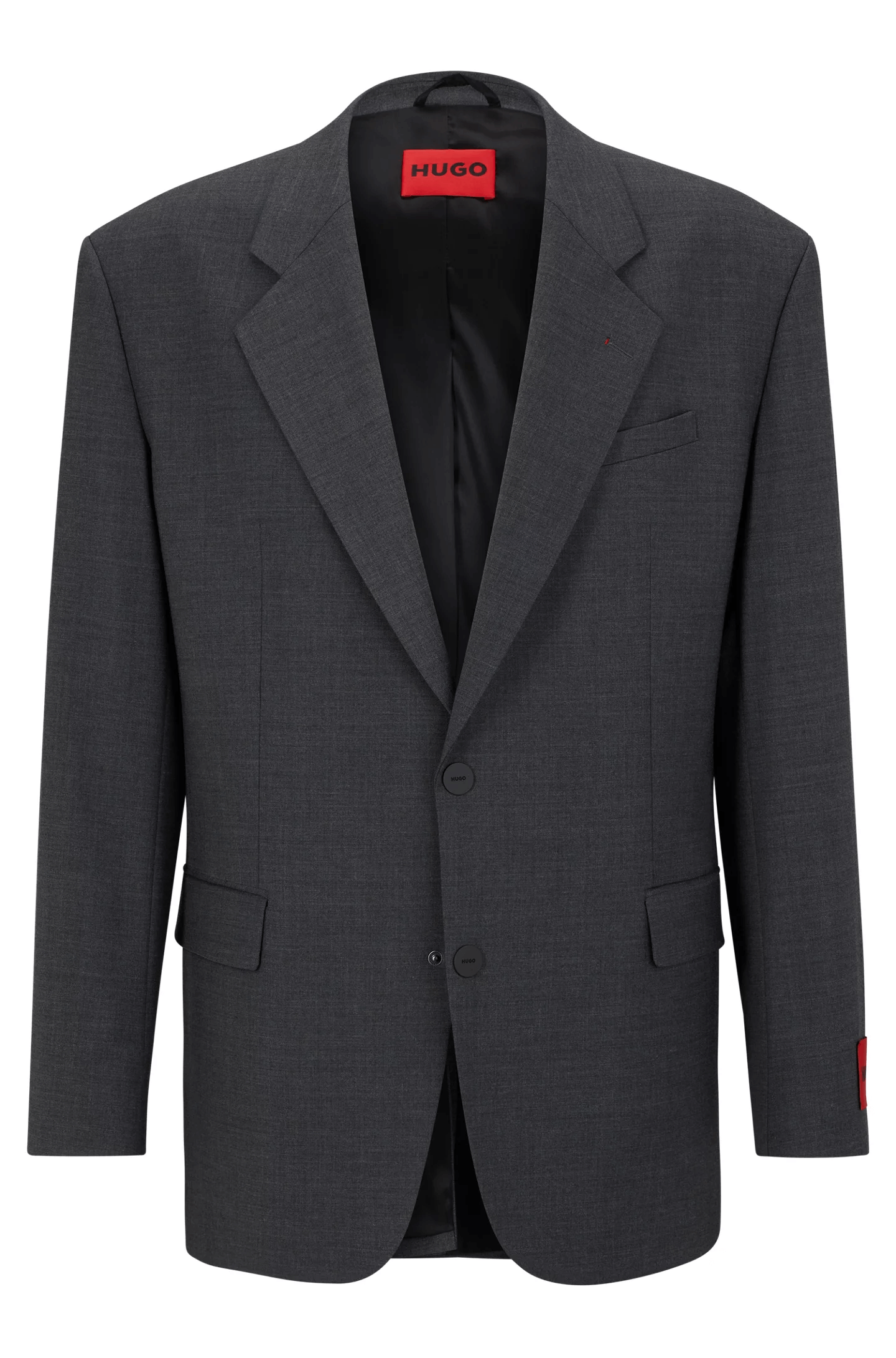 Однобортный пиджак Hugo Boss Single-Breasted In Performance-Stretch Fabric, темно-серый