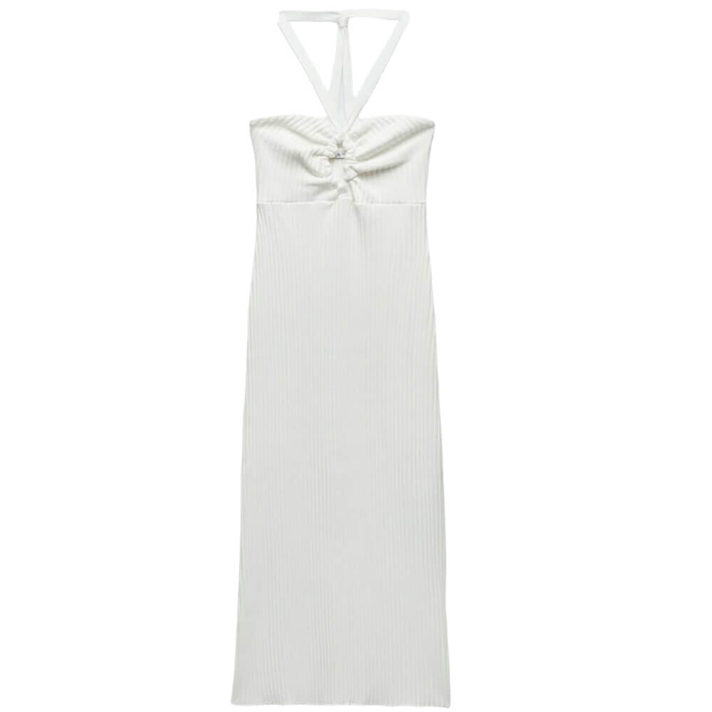 

Платье Zara Ribbed Midi, белый