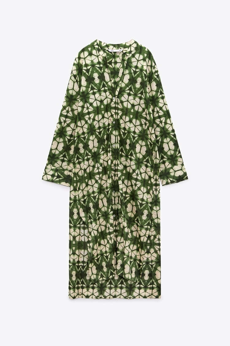 

Платье Zara Printed Tunic, зеленый/бежевый