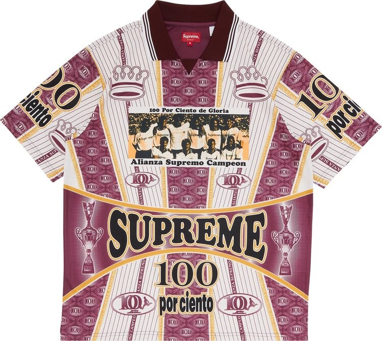 

Футболка Supreme Por Ciento Soccer Jersey 'Burgundy', красный