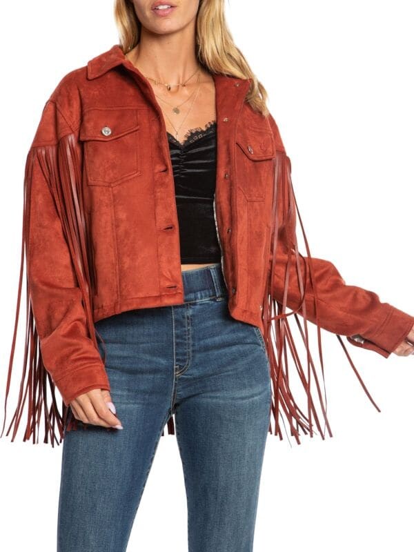 

Куртка Juicy Couture из искусственной кожи с бахромой trucker, picante