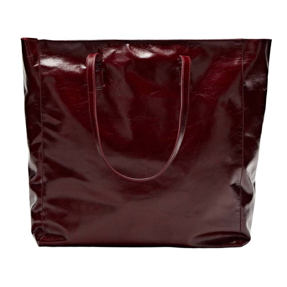 

Сумка-шоппер Massimo Dutti Leather With A Cracked Finish, бордо