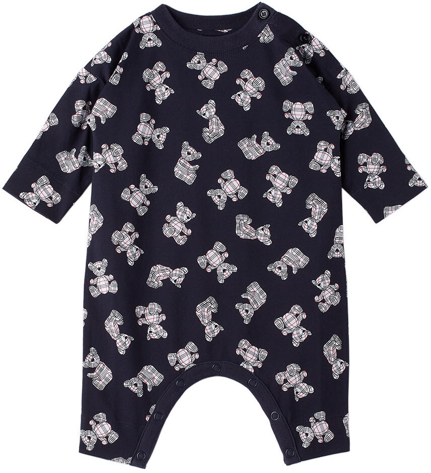 

Темно-синий комбинезон с принтом медведя Томаса Baby Baby Burberry