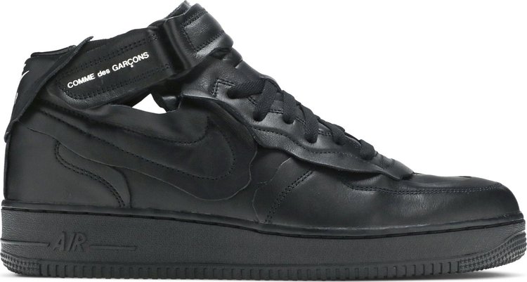 Кроссовки Nike Comme des Garçons x Air Force 1 Mid 'Triple Black', черный кроссовки nike comme des garçons x air force 1 mid triple black черный