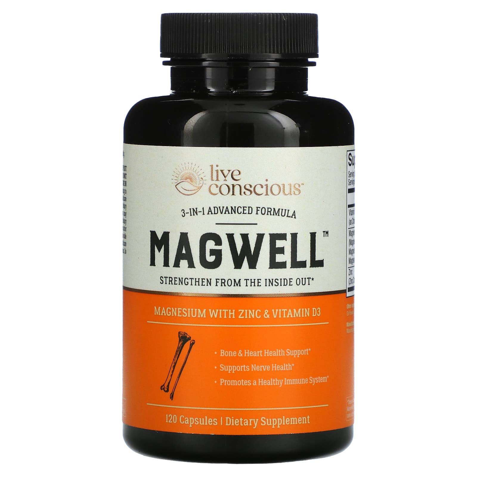 Пищевая Добавка Live Conscious MagWell, 120 капсул пищевая добавка live conscious movewell 30 мягких таблеток