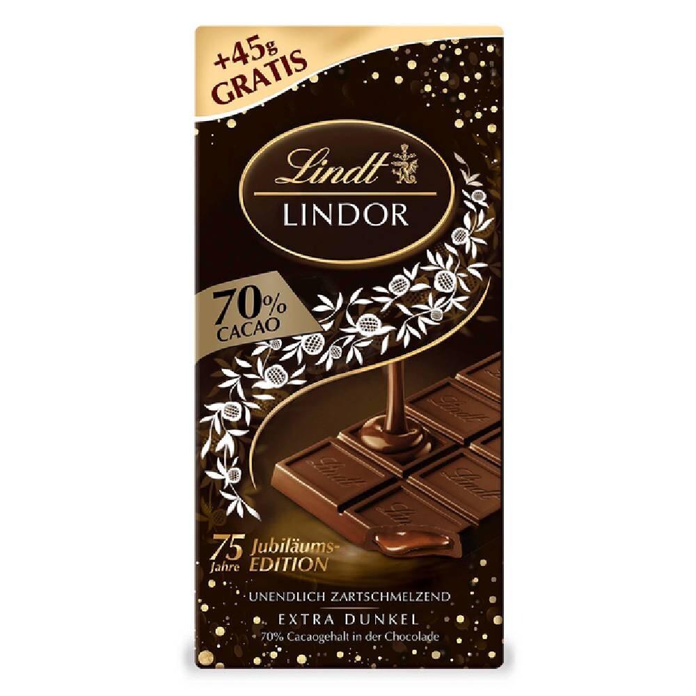 

Шоколад Lindt Lindor 75 Jahre, темный шоколад, 145г