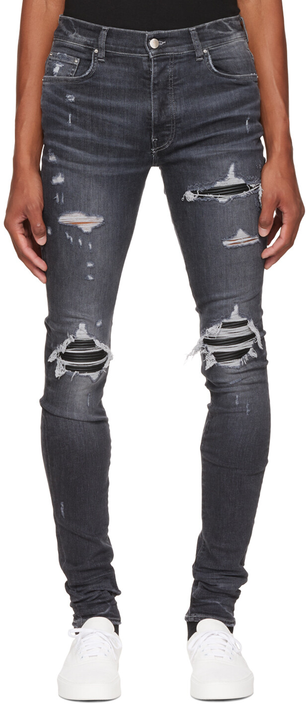 

Серые кожаные джинсы MX1 AMIRI