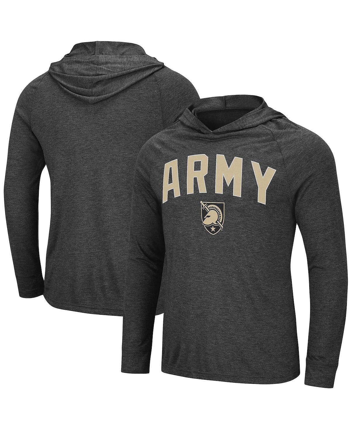 

Мужская меланжевая черная армейская футболка с капюшоном black knights big and tall wingman raglan Colosseum, мульти