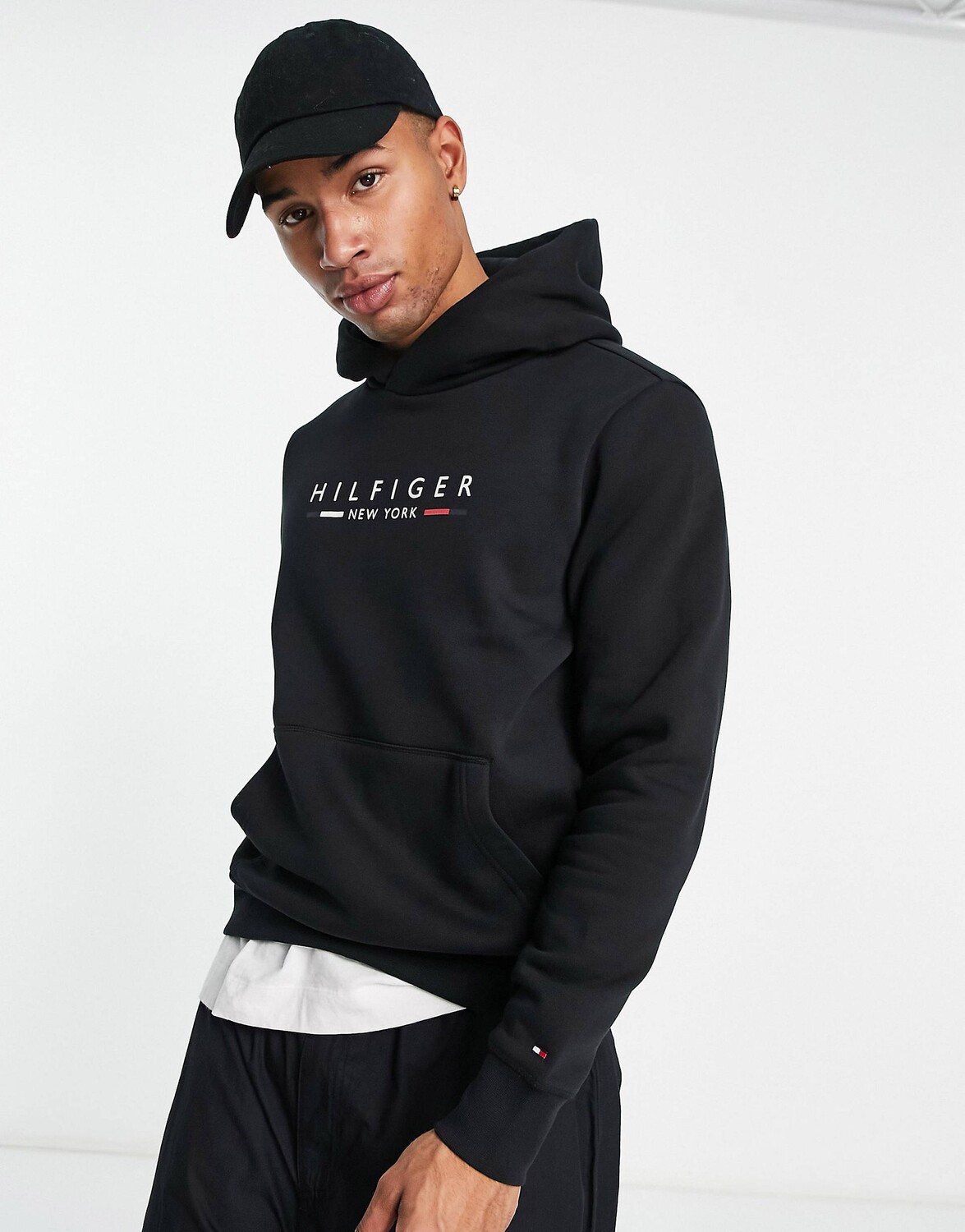 

Худи черного цвета с логотипом Tommy Hilfiger NY