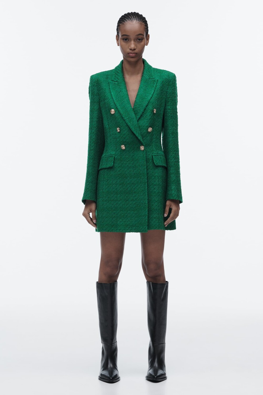 

Длинный структурированный пиджак ZARA, зеленый