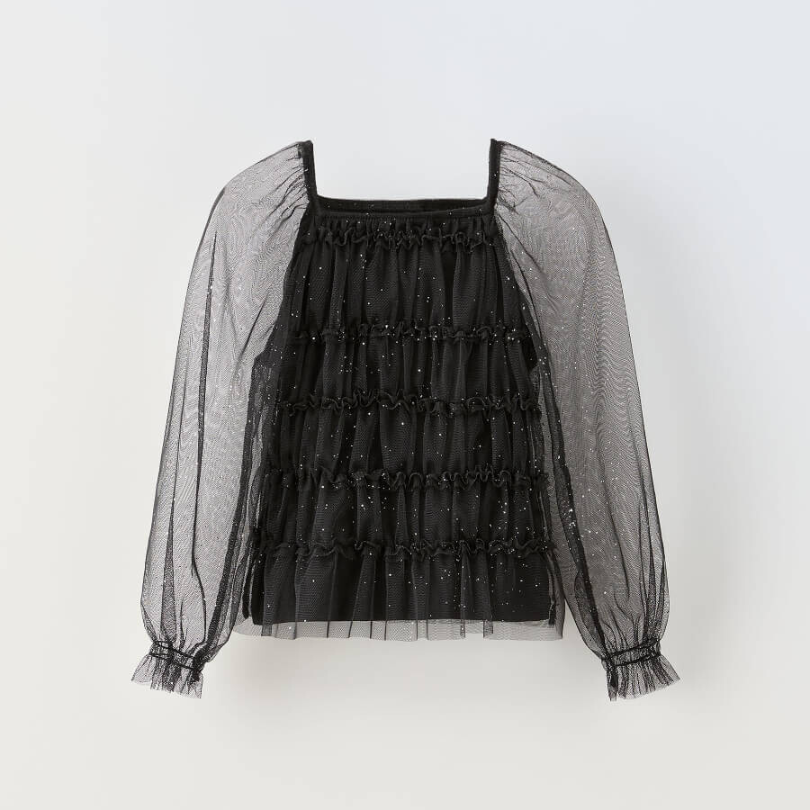 

Топ для девочки Zara Shiny Tulle, черный