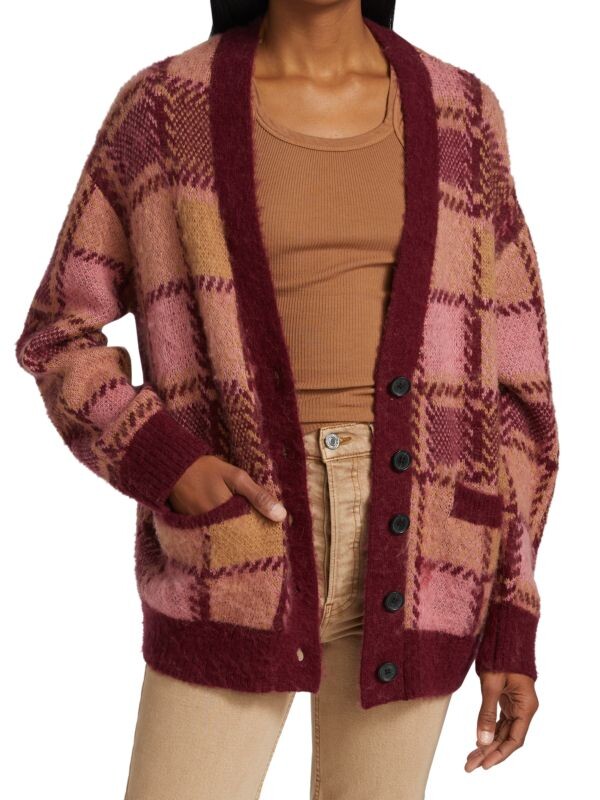 

Кардиган оверсайз 90-х годов tiger с интарсией Re/done Mulberry plaid