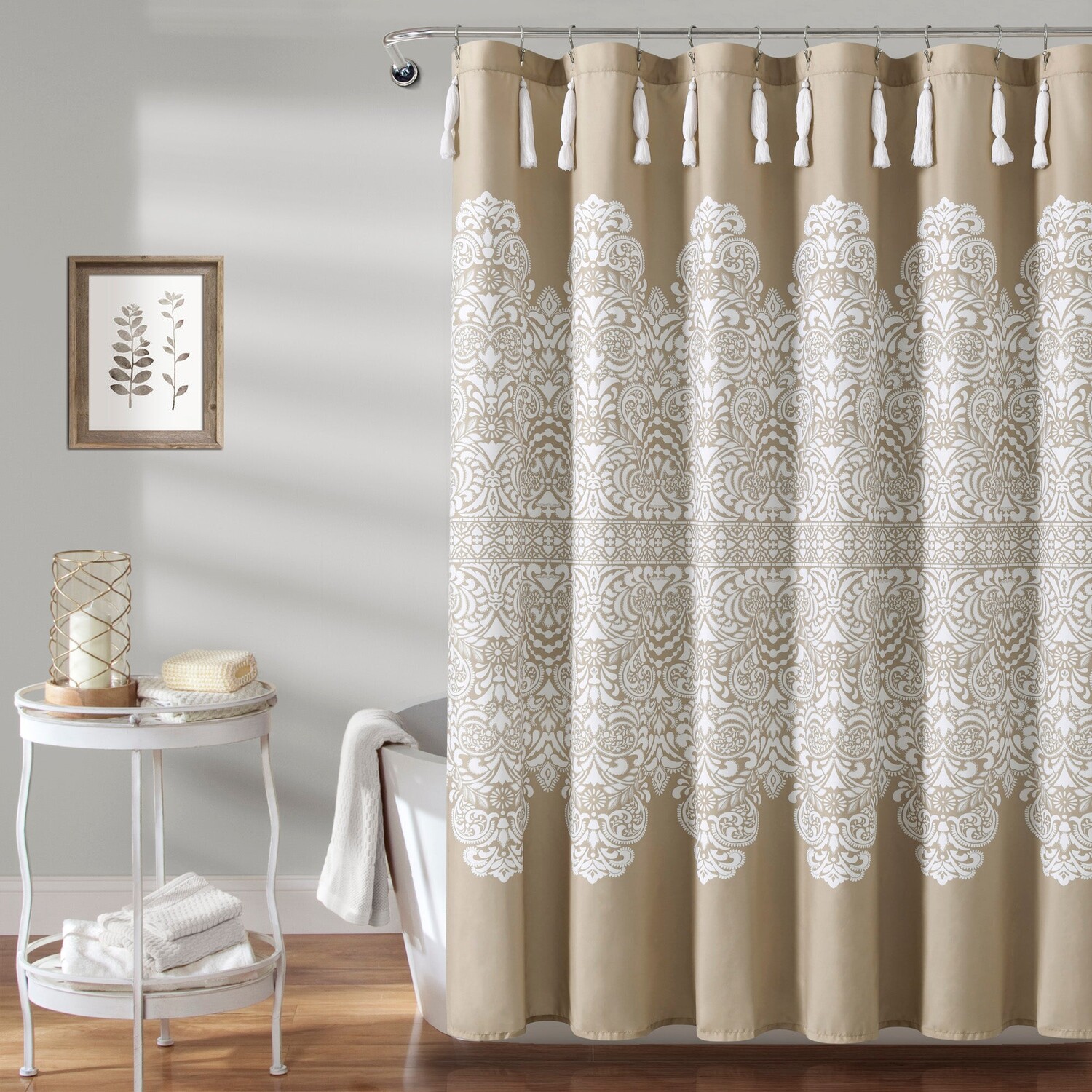

Занавеска для душа Boho Medallion нейтральная одинарная 72x72 Lush Decor, цвет Neutral