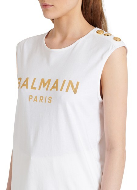 

Хлопковая футболка с принтом логотипа Balmain Balmain