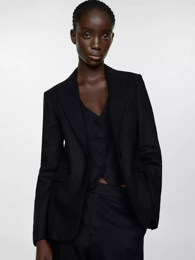 

Блейзер Mango Boreli Linen, черный