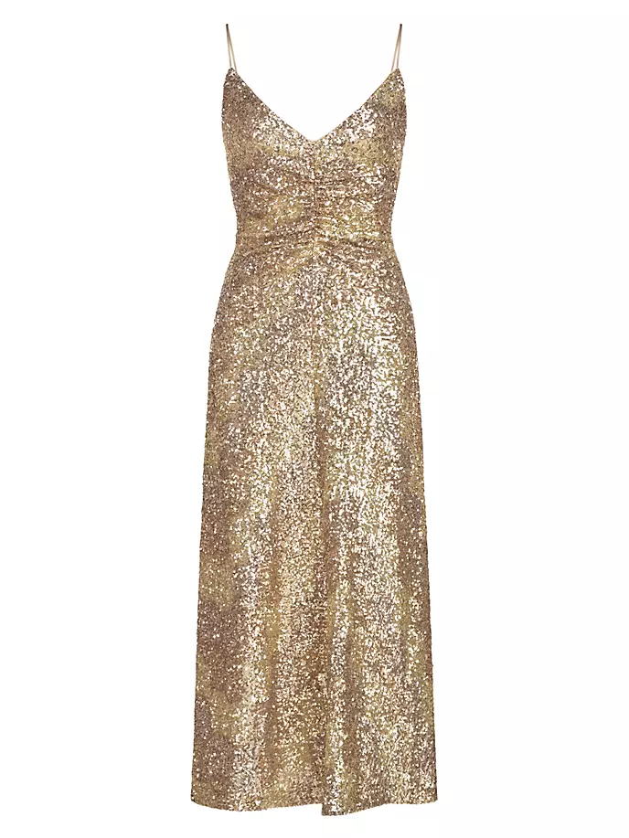 

Платье макси с пайетками Alesandra Halston, цвет gold tonal