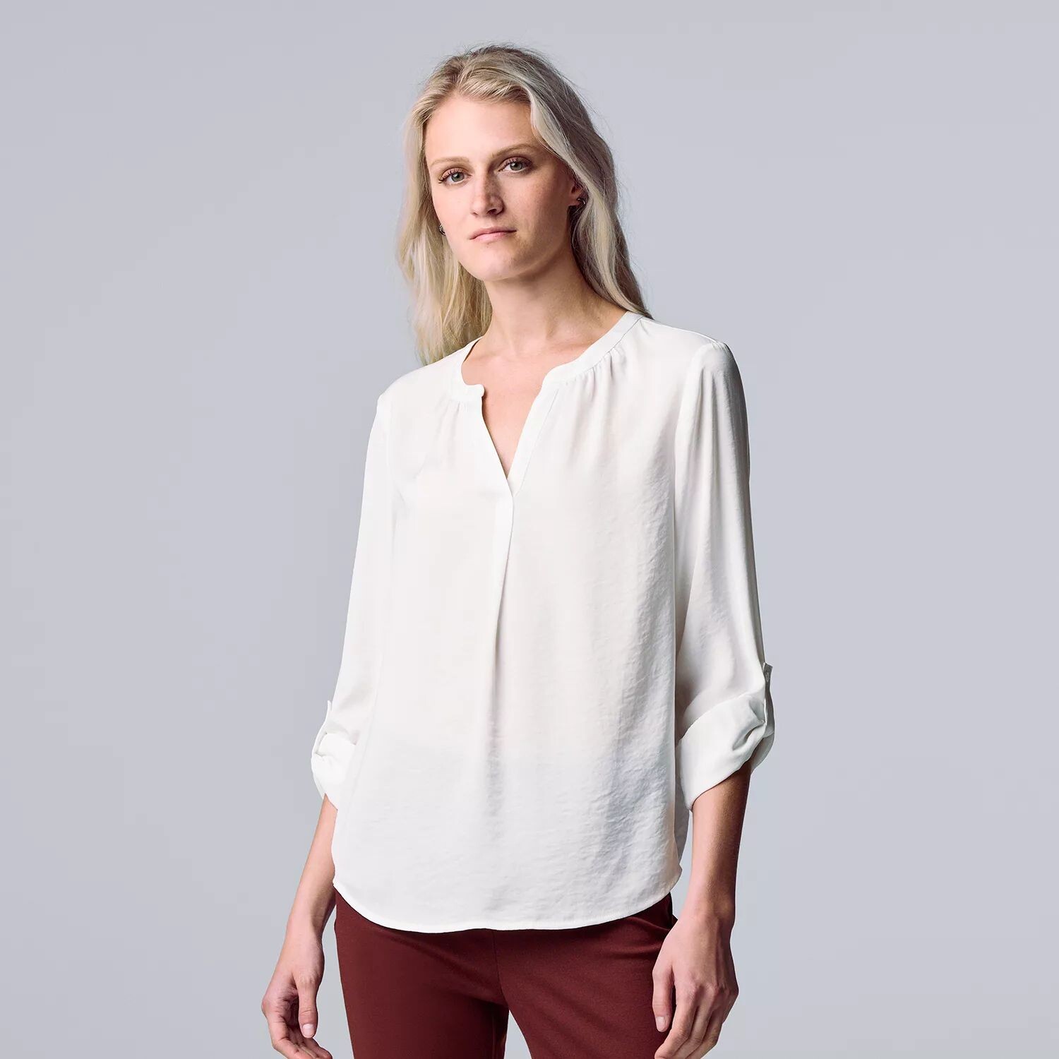 

Petite Simply Vera Vera Wang Топ-поповер с ролл-табами Simply Vera Vera Wang