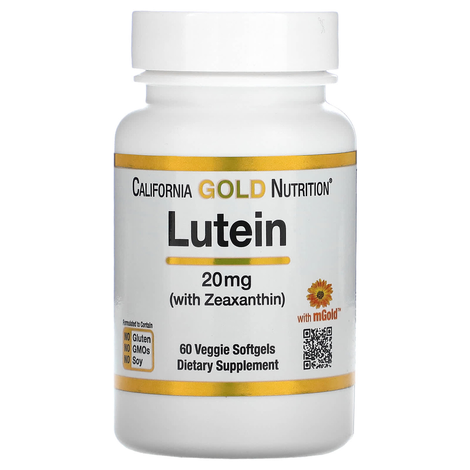 

Лютеин с зеаксантином, 20 мг, 60 растительных капсул, California Gold Nutrition