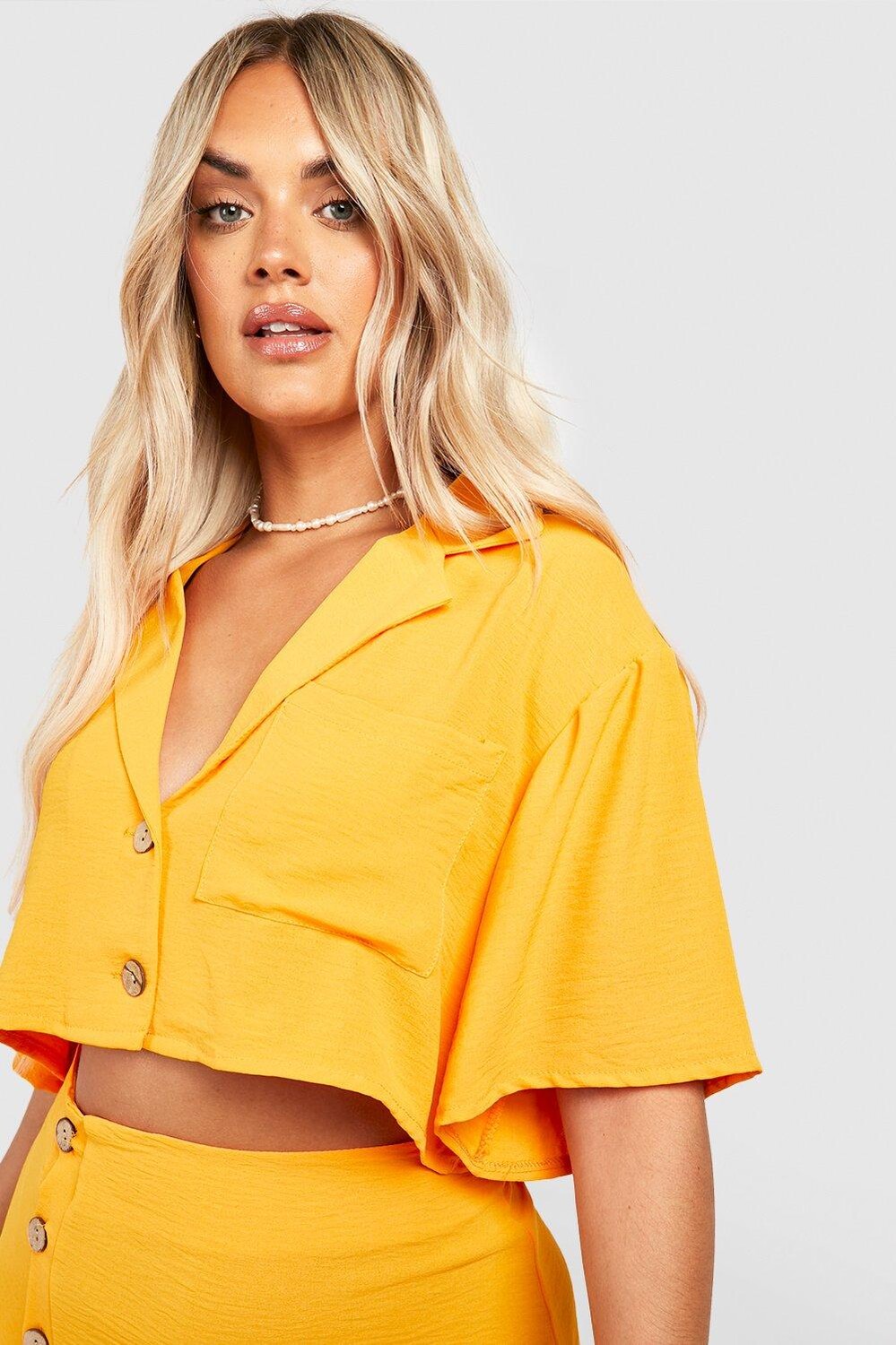 

Рубашка с карманами plus Boohoo, оранжевый
