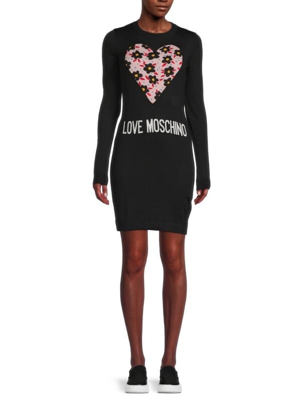 

Мини-платье Love Moschino вязаное облегающее, черный