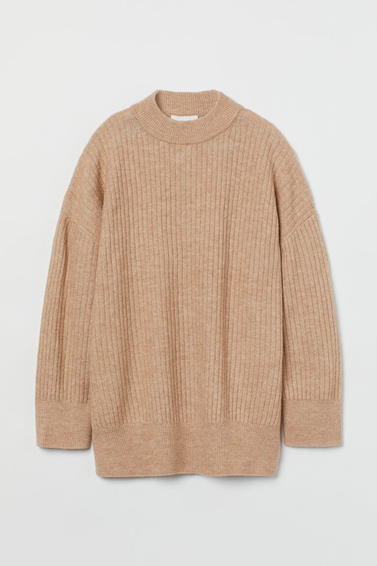

Свитер в рубчик H&M, бежевый меланж