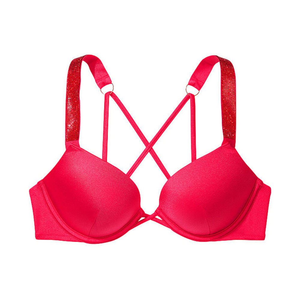 

Верх от купальника Victoria's Secret Swim Shine Strap Bombshell Add-2-Cups Push-Up Bikini, розовый