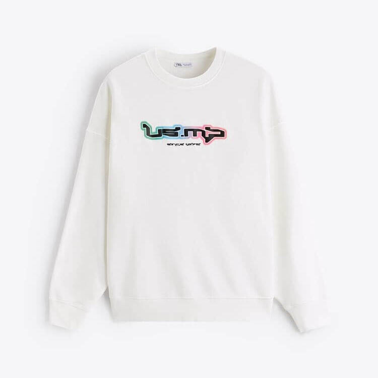 

Свитшот Zara Slogan Print, белый