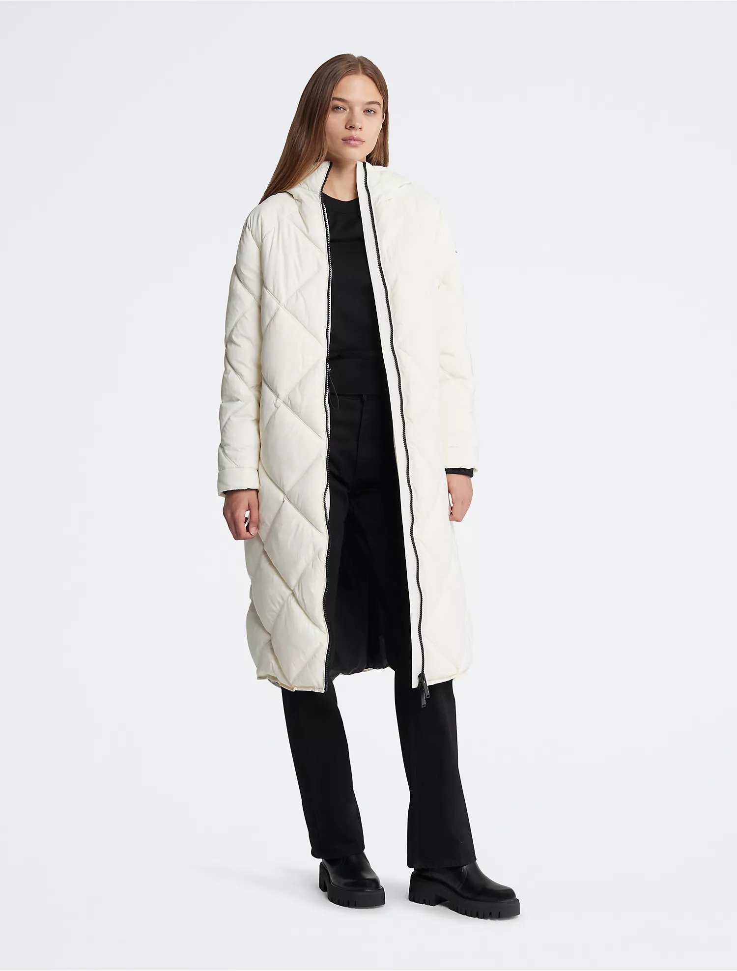 Calvin klein long puffer hotsell down coat